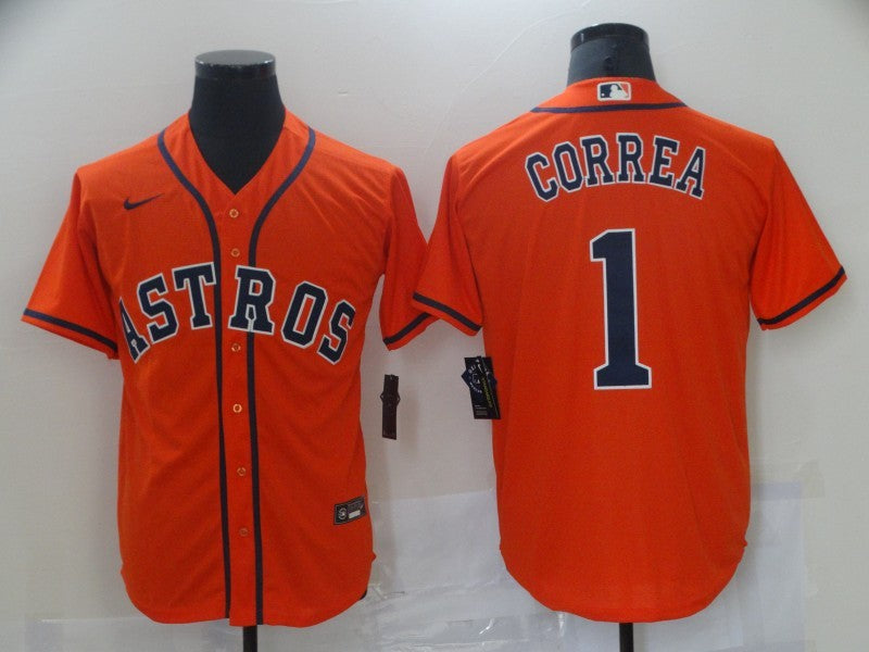 Men's Houston Astros Carlos Correa #1 Orange Baseball Jersey